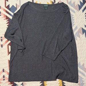 Lauren Ralph Lauren Metallic Charcoal Sparkle Knit Top
